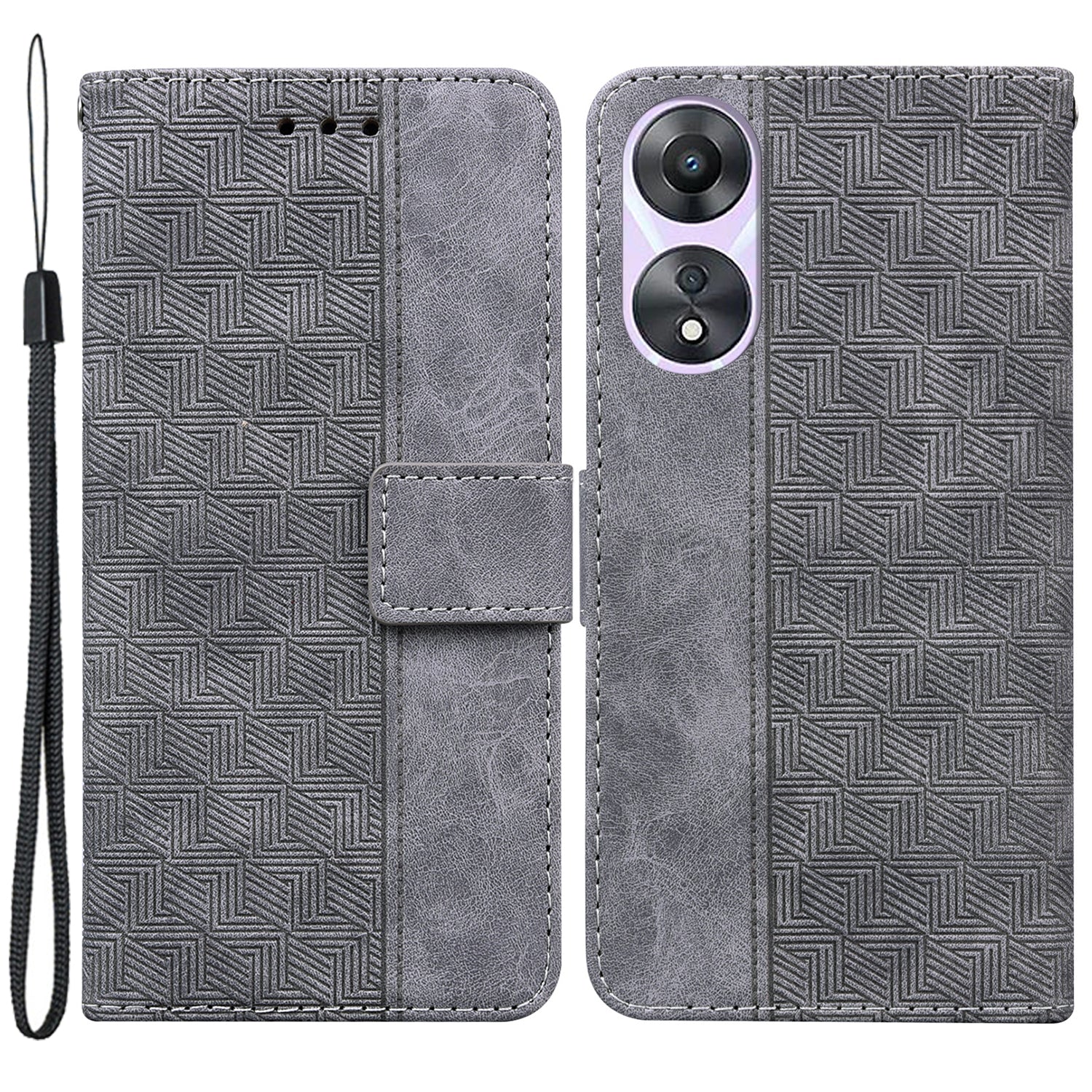 For Oppo A58 5G Imprinted Geometry Pattern Phone Case PU Leather Magnetic Closure Hand Strap Stand Wallet Shockproof Flip Phone Cover For Oppo A58 5G Imprinted Geometry Pattern Phone Case PU Leather Magnetic Closure Hand Strap Stand Wallet Shockproof Flip Phone Cover